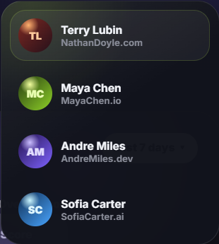 Profile switcher with four demo accounts