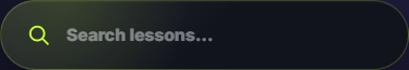 Lesson search field open in the header