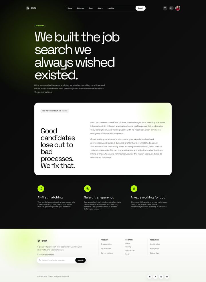 Full Orion about page from top to bottom