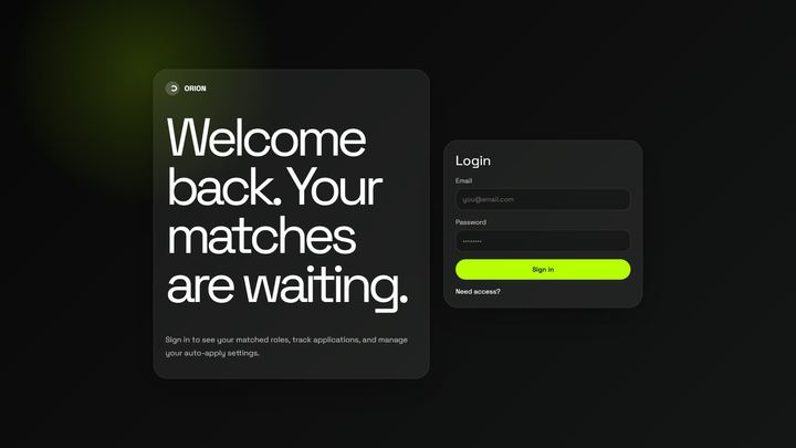 Full Orion login page