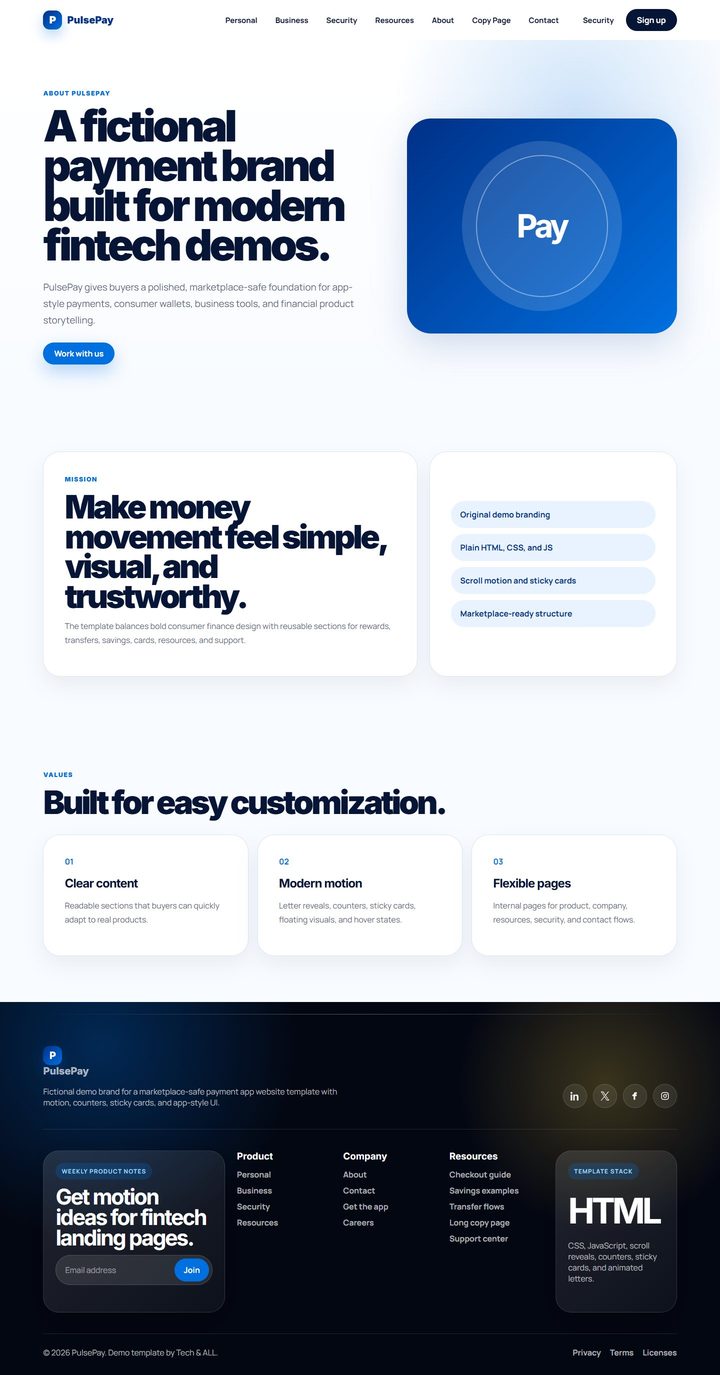Full PulsePay about page from top to bottom