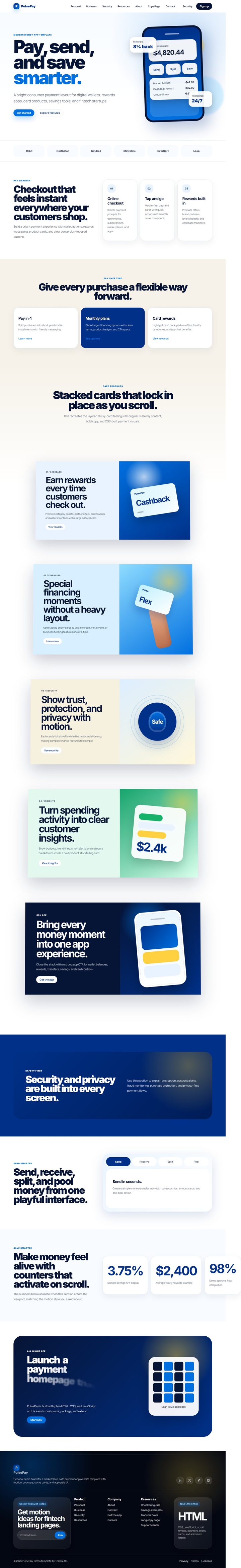 Full PulsePay home page from top to bottom