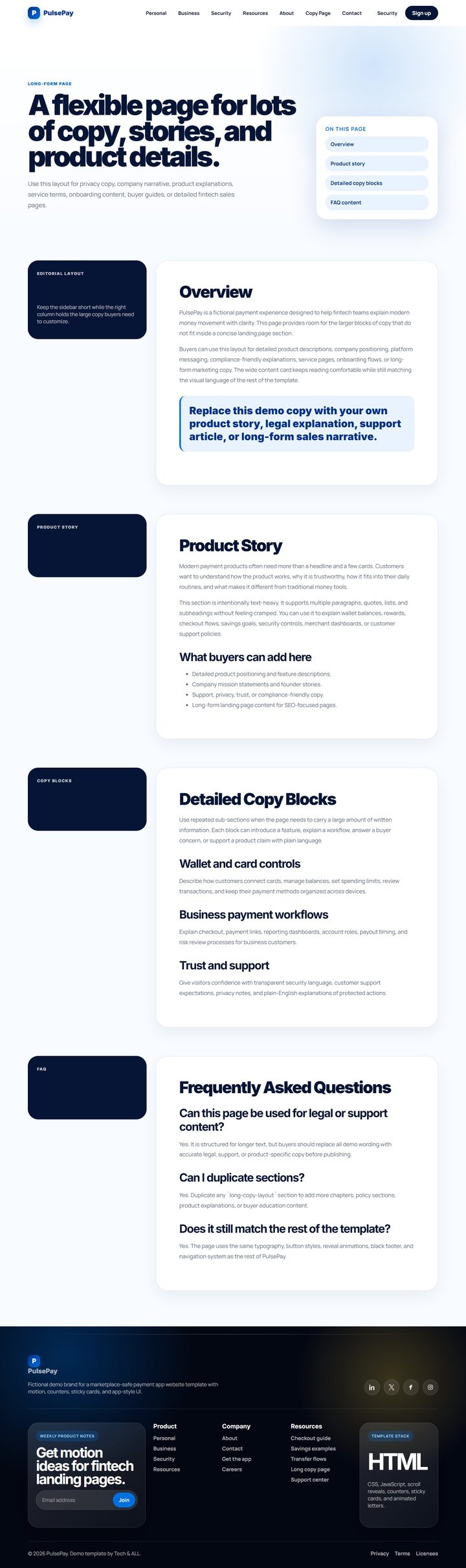 Full PulsePay long-copy page from top to bottom