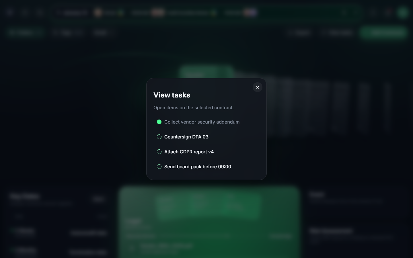 Cove tasks dialog