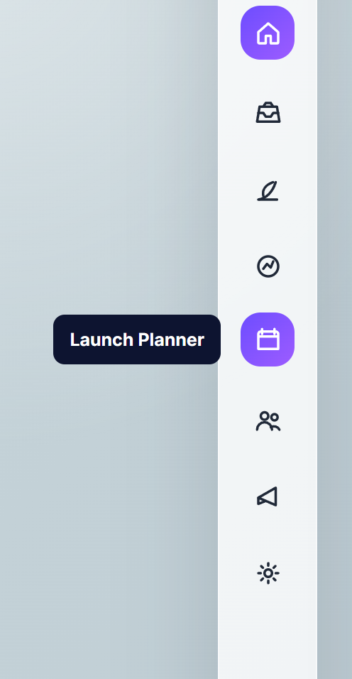 Launch Planner tooltip beside the calendar rail icon